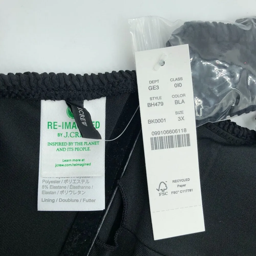 J Crew Scrunchie Sweetheart Bikini Top Halter Removable Strap Textured Black 3X - Image 4