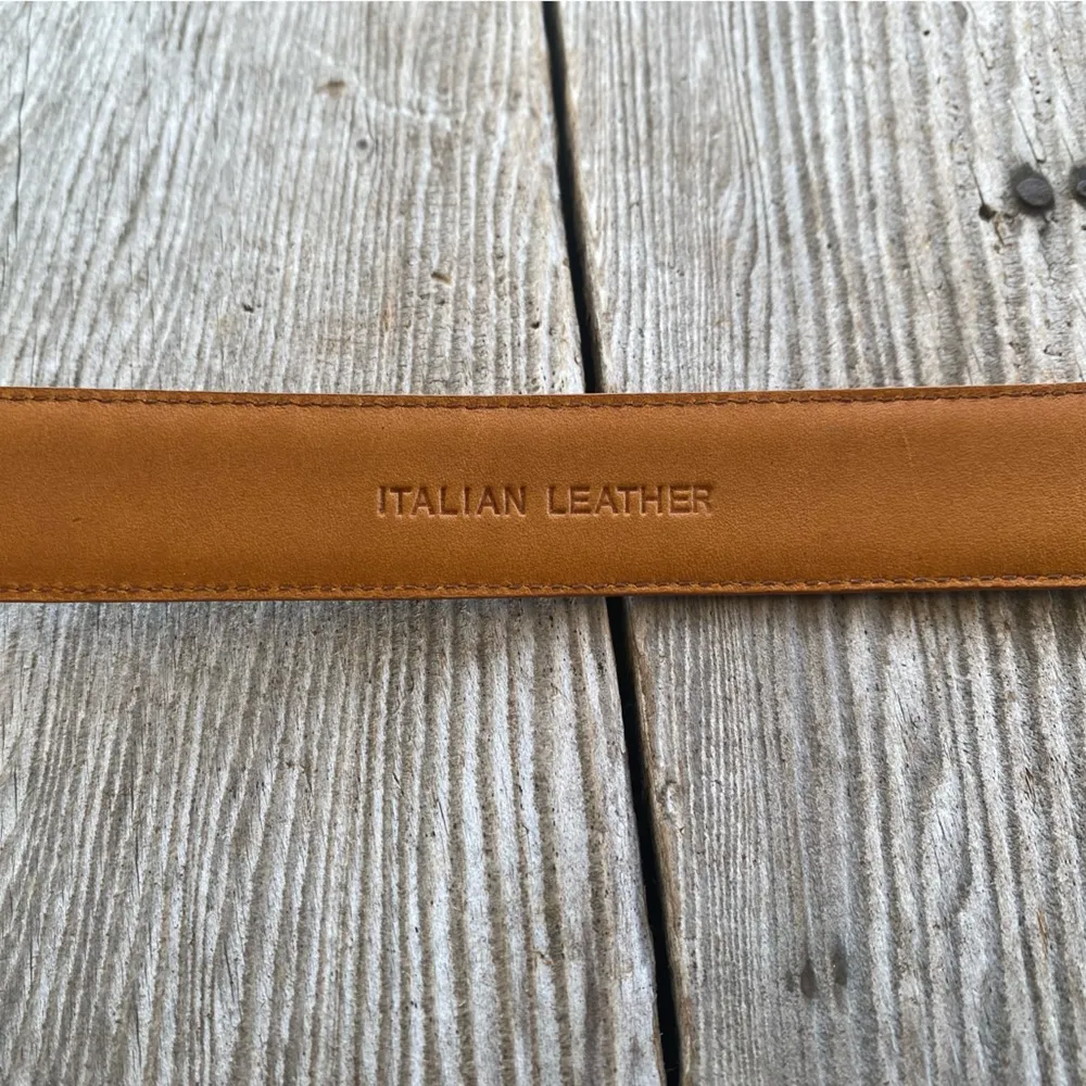 Lauren Ralph Lauren Faux Crocodile Italian Leather Belt Tan - Image 6