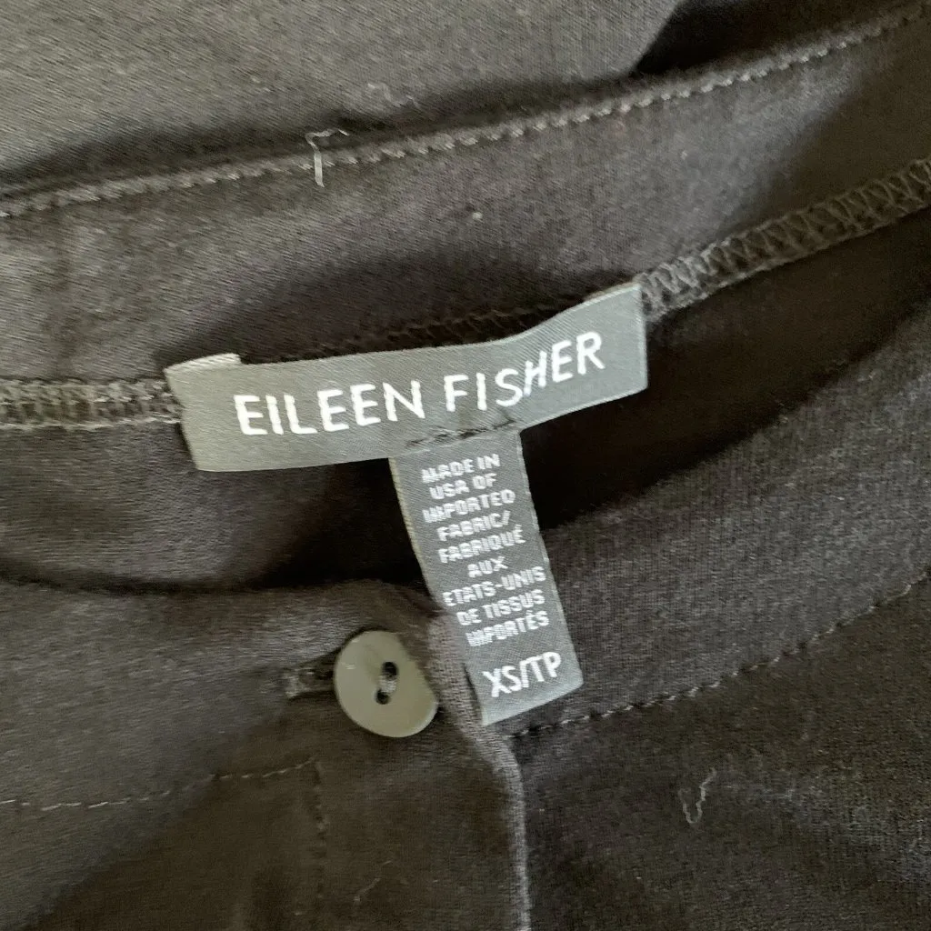 Eileen Fisher Womens Dress XS Black Long Sleeve Belt Button Up Minimalist Chic - Image 6