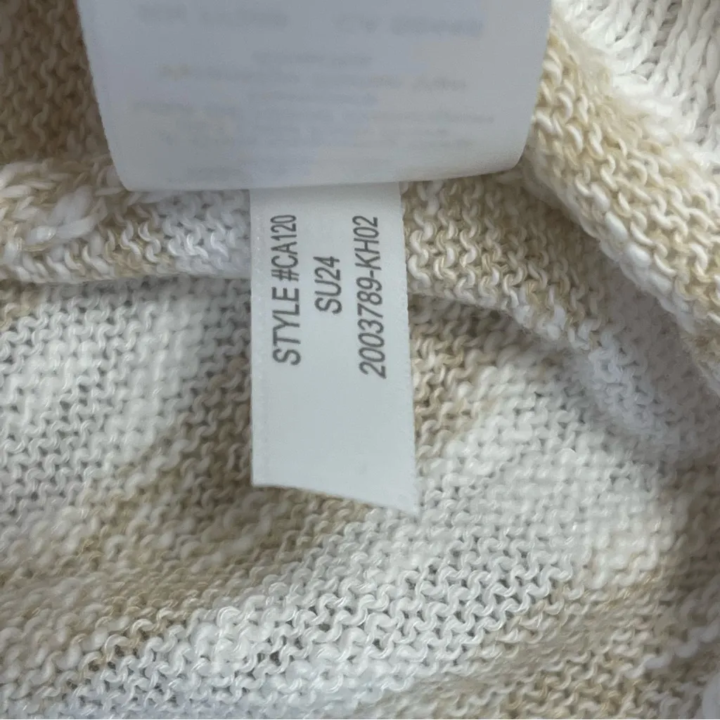 J. Crew Factory Striped Crewneck Beach Sweater in White & Light Khaki, XL - Image 5