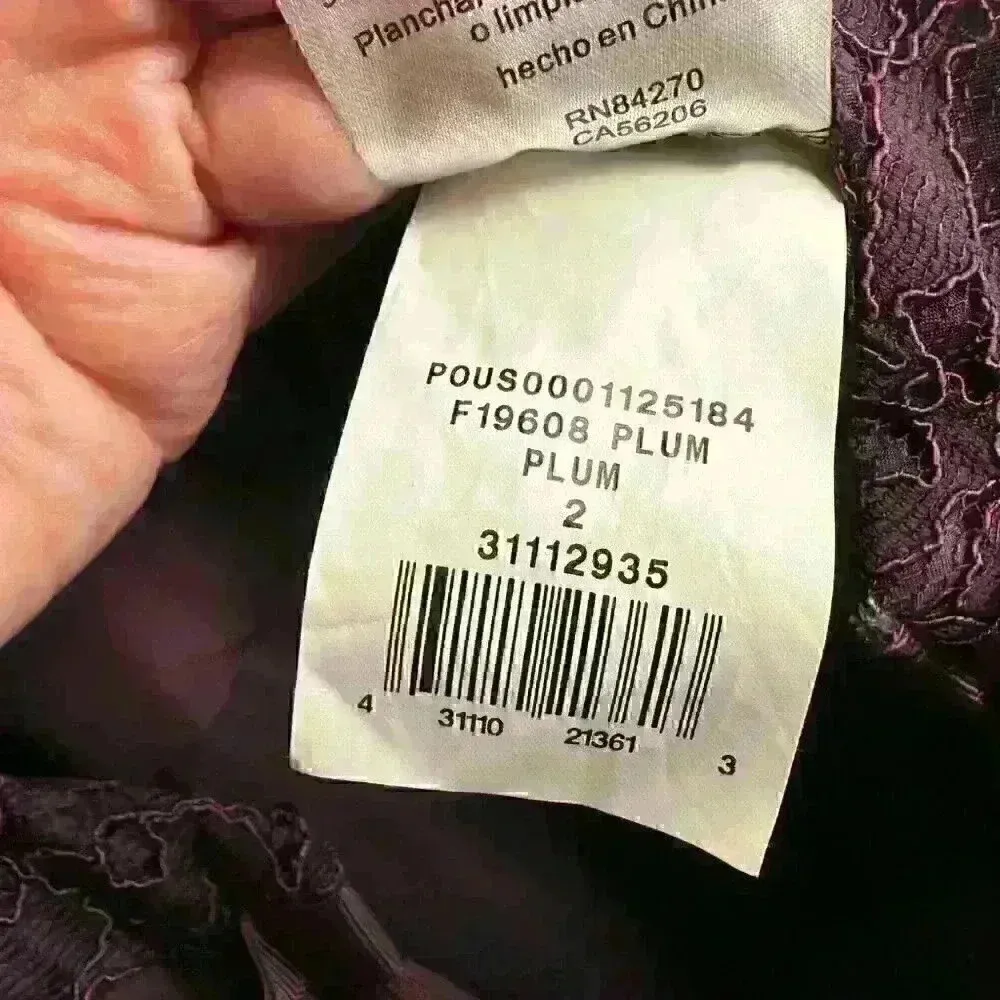 NWT‎ David's Bridal F19608 Plum Long Lace Mesh High Neck Sz 2 - Image 8