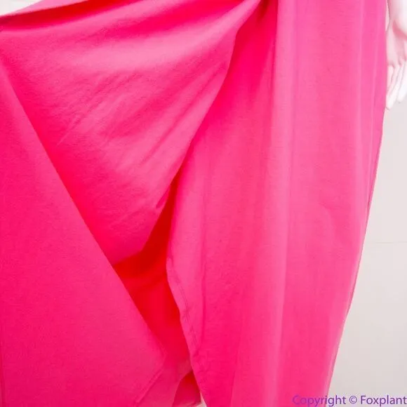 NEW Eloquii barbie hot‎ pink cotton knit Wrap Skirt tie waist midi Dress, 14 - Image 15