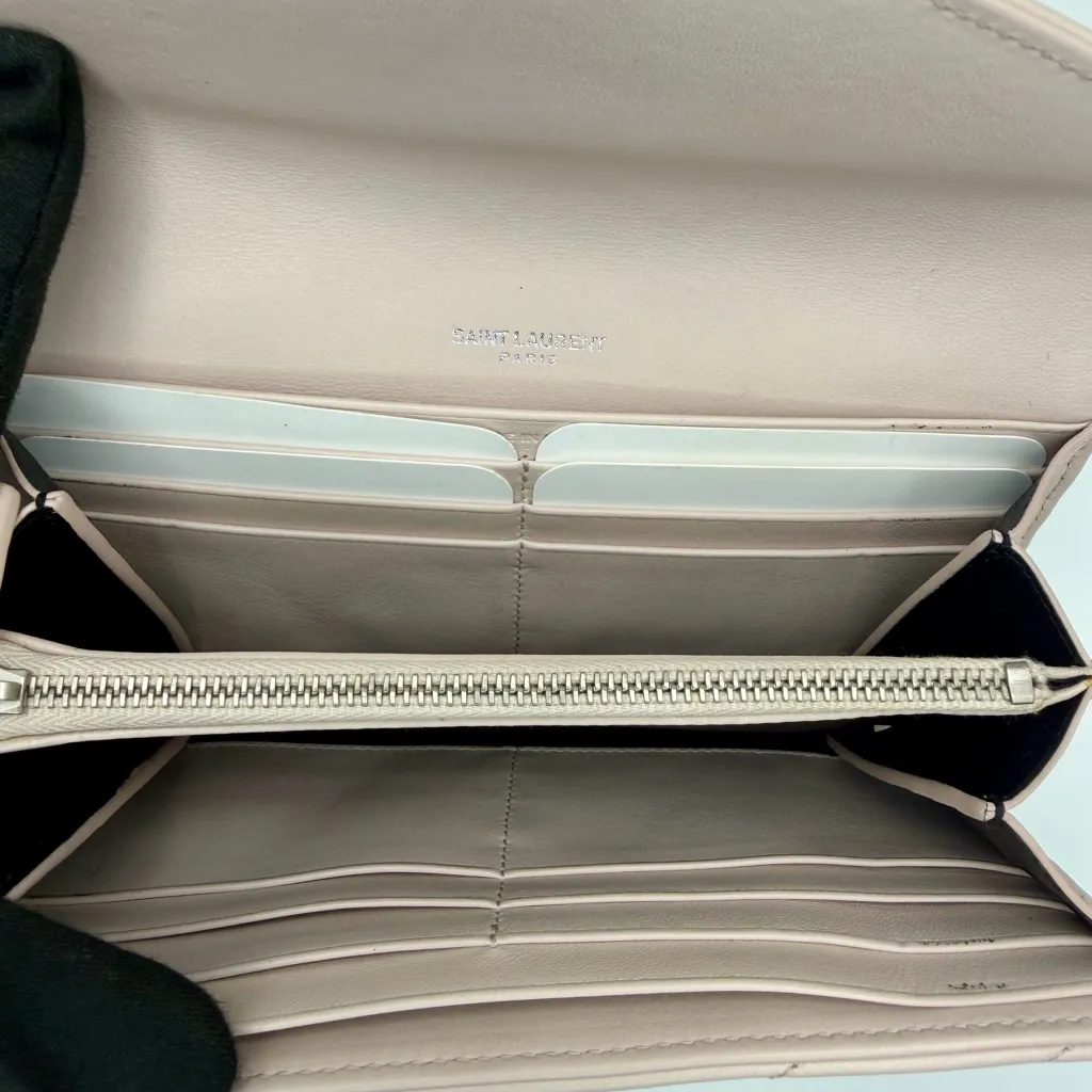 Yves Saint Laurent YSL Cassandre Metalasse Crème Quilted Wallet on Chain Crossbody - Image 9