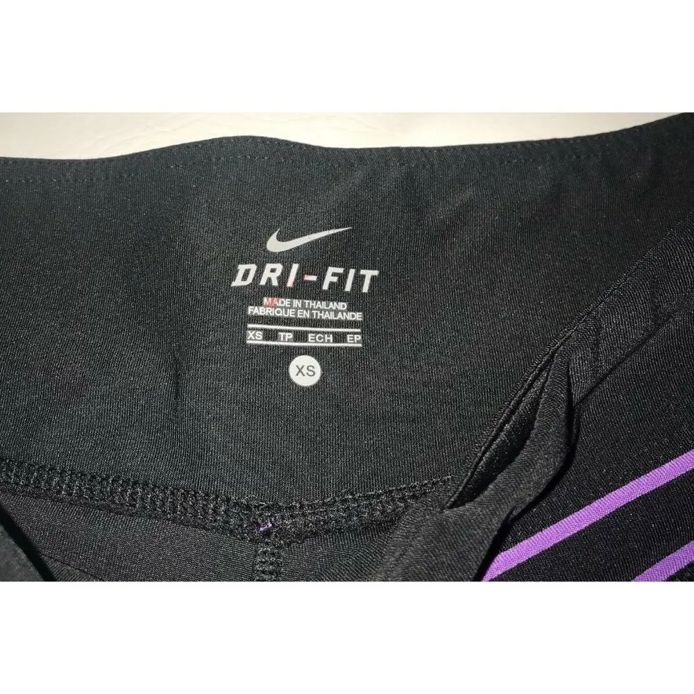 Nike Dri Fit Cropped Crop Capri Pants  Womens Size XS Black Purple - Image 3
