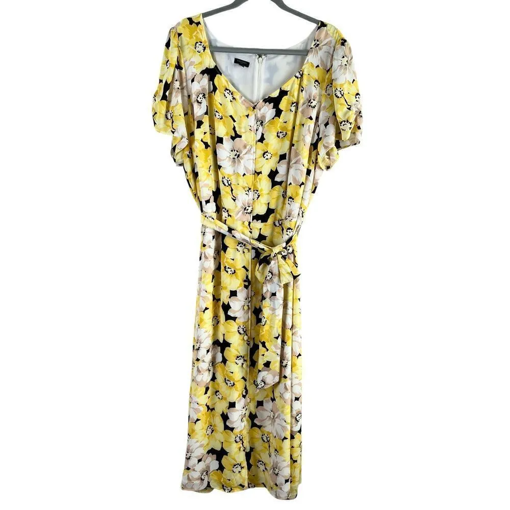 Talbots Stretch Crepe Midi Dress in Yellow Pippy‎ Poppies Floral Print, Size 22W - Image 2