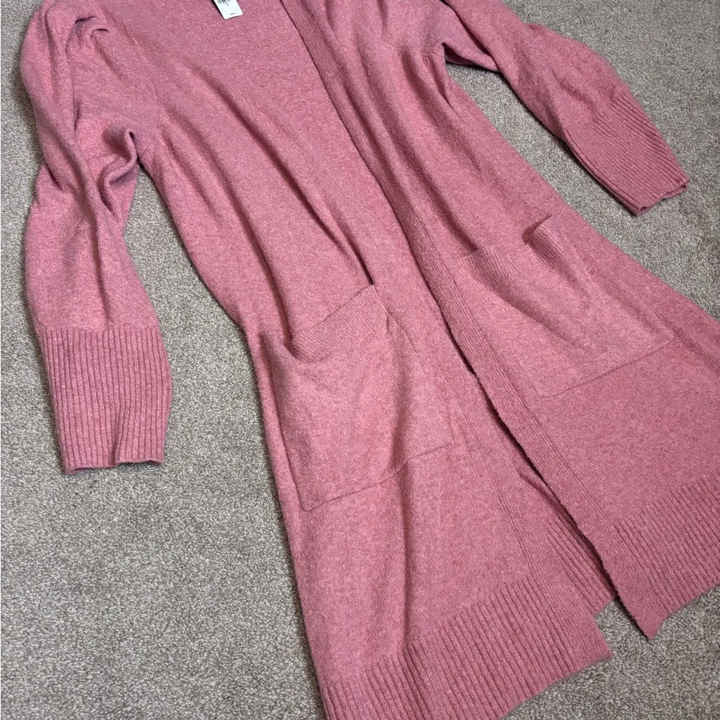 Express NWT Cozy Pink Longline Knit Open-Front Cardigan Sweater - Image 2