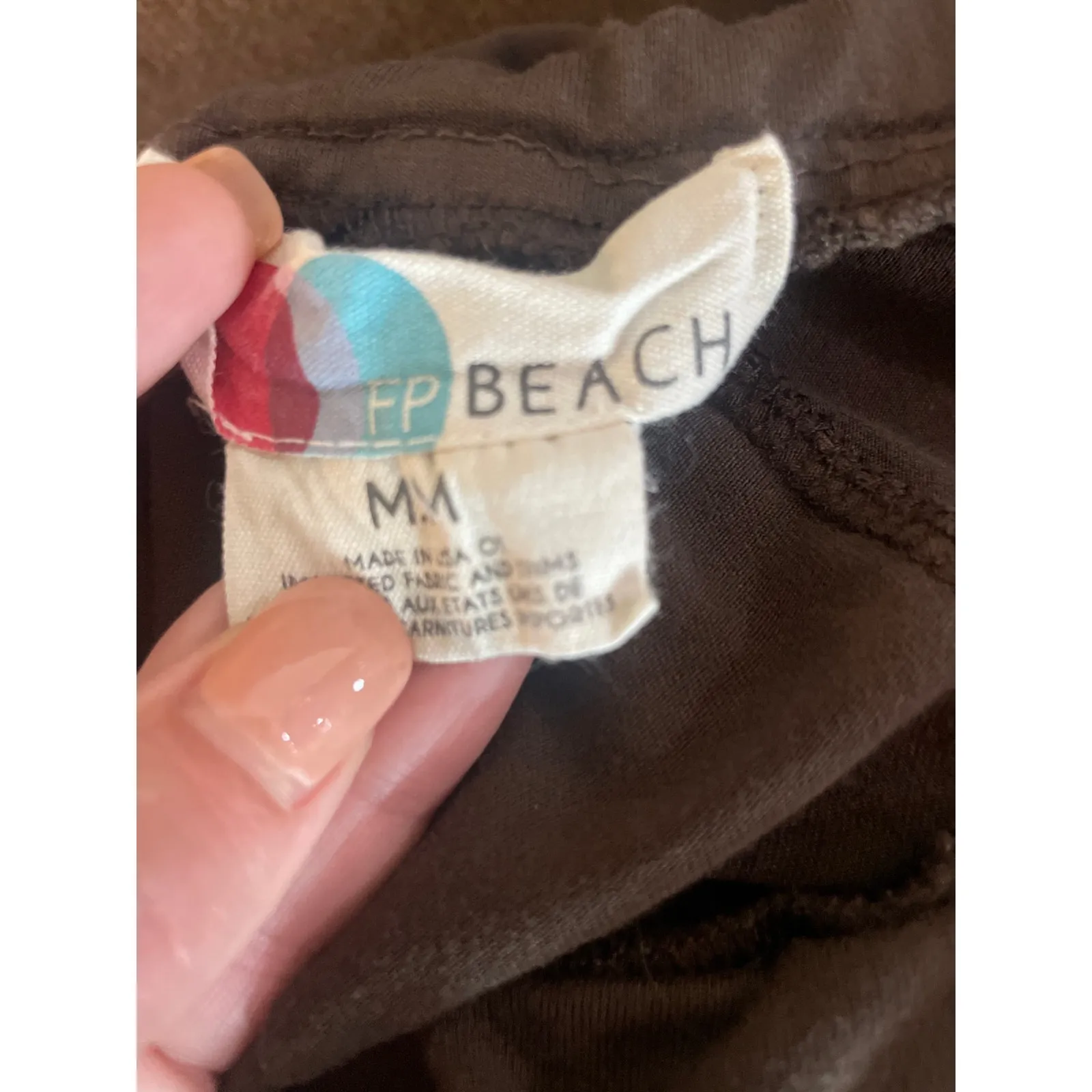 FP BEACH Alia Wide Leg Jersey Knit Pants Java Dark Brown Medium M FREE PEOPLE - Image 3