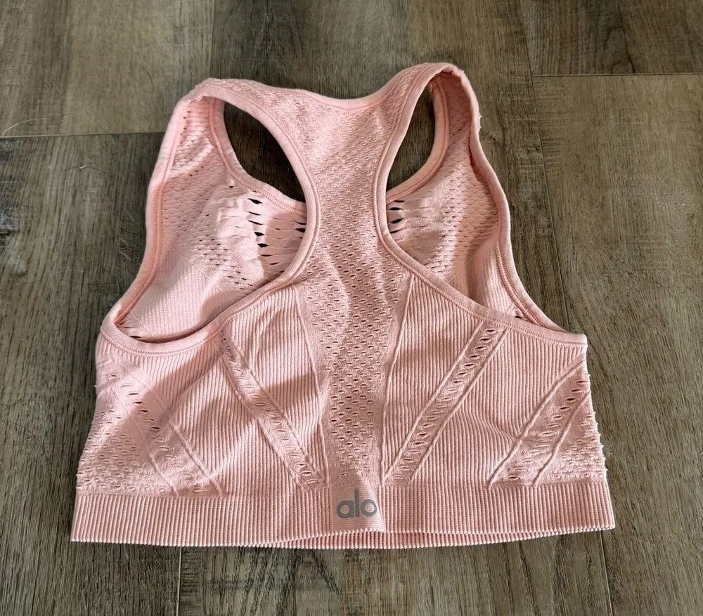 ALO Yoga Pink Sports Bra Size S - Image 2