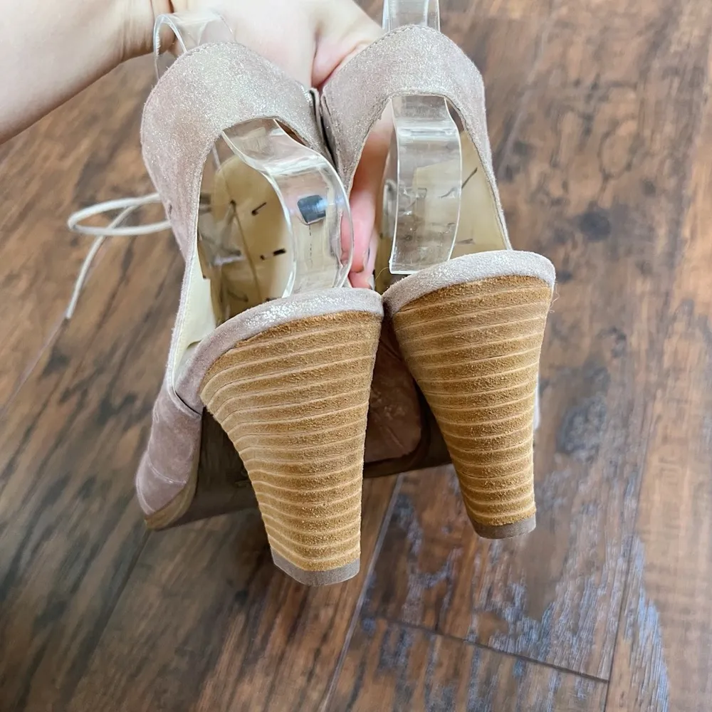 Paul Green • Cosmo peep toe sandal heeled lace up gold gladiator cage bootie - Image 10