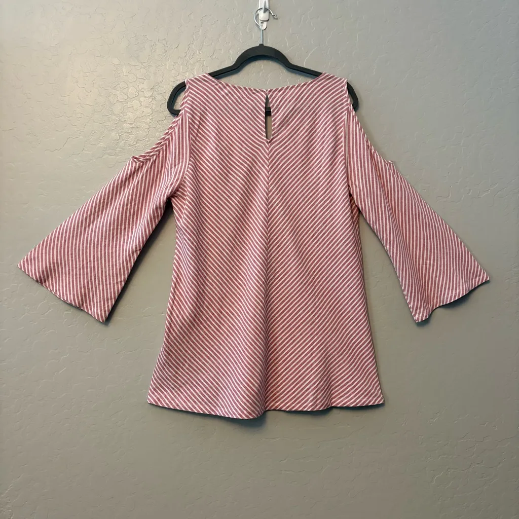 Soft Surroundings red white striped cold shoulder landfall tunic top large NEW - Image 13