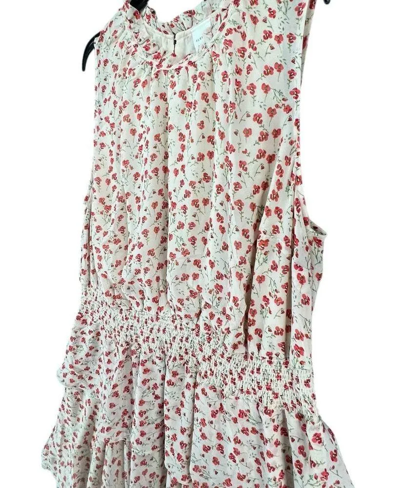 Pleione Midi Dress 2X Pink Floral Sleeveless Tiered Smocked Fairy Boho Whimsy - Image 3