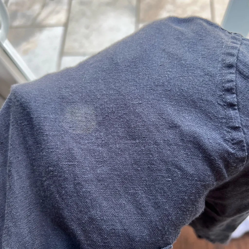 Oversized Dark Blue Linen Button Down - Image 3