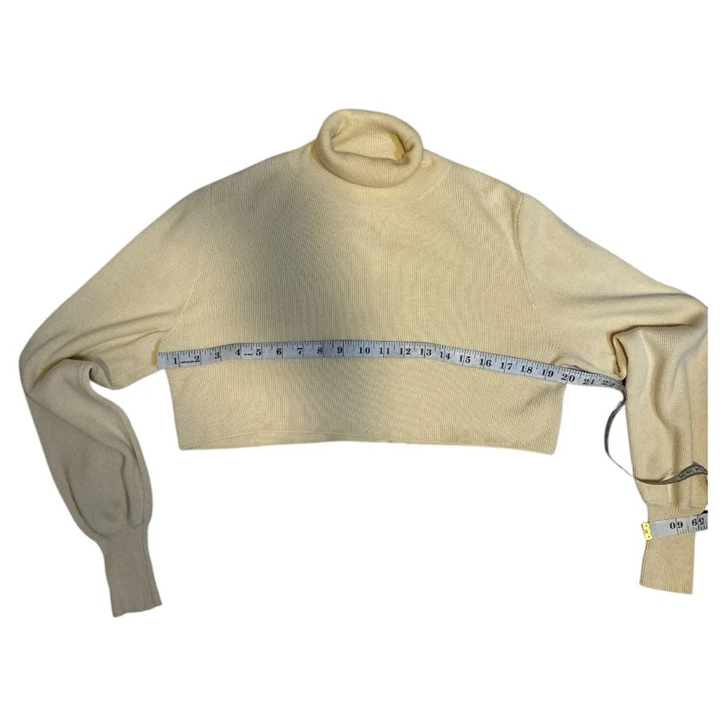 Callahan Knitwear S Cropped Turtleneck Sweater Cream Cotton Blend RC209 - Image 6