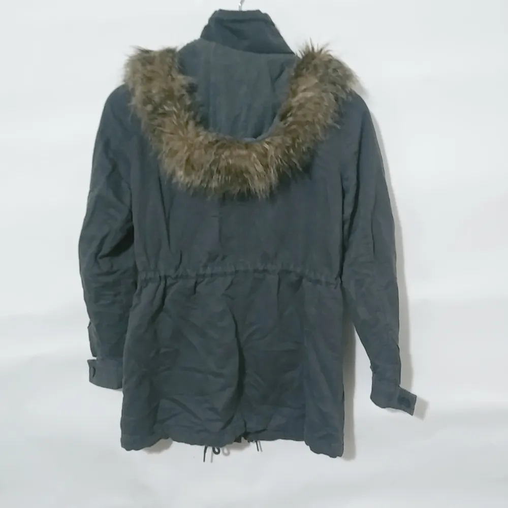 Loft XSP Cargo Fur Trimmed Hoodie Coat Petite in Gray - Image 3