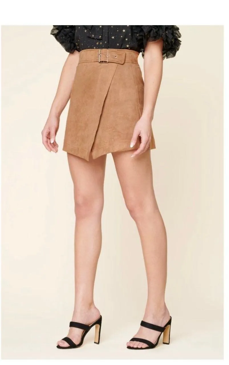 Sugarlips Faux Suede Asymmetrical Mini Skirt - Image 2