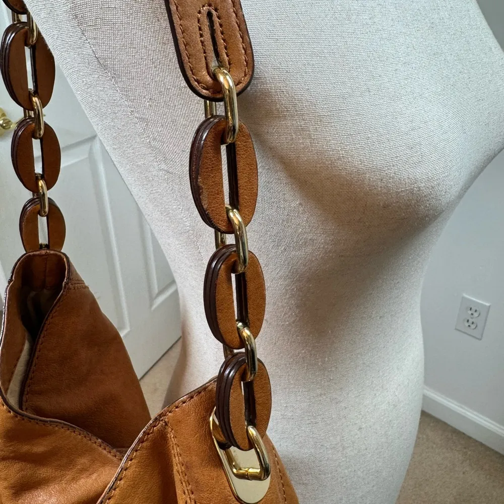 MK Tan Leather HOBO Shoulder Bag - Image 2