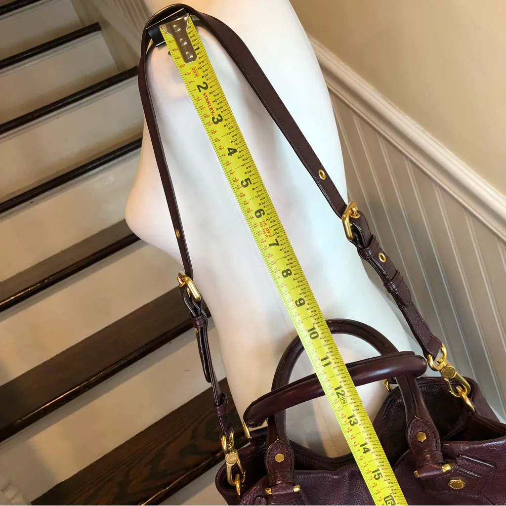 MARC JACOBS Wine Red Tumbled Leather Top Handle Crossbody Satchel Shoulder Bag - Image 5