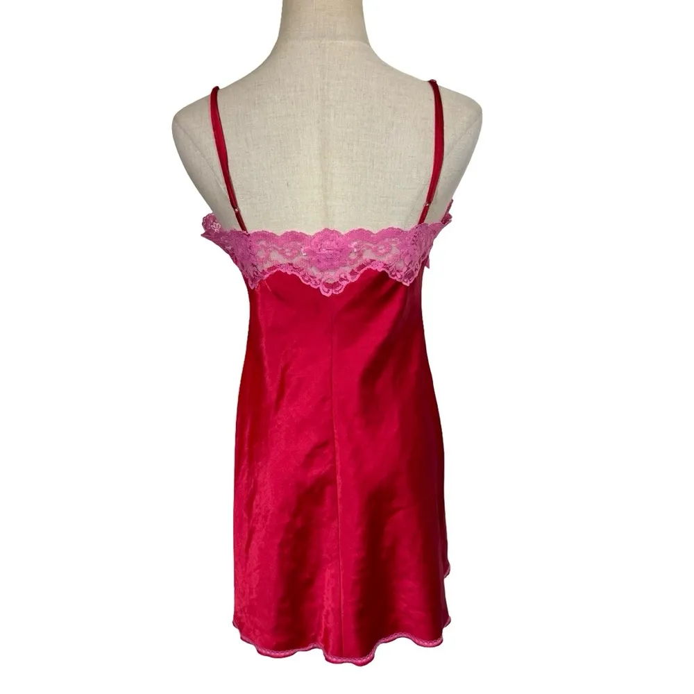 Victoria’s Secret Y2K Satin Lace Bow Babydoll Slip Dress Barbiecore - Image 5