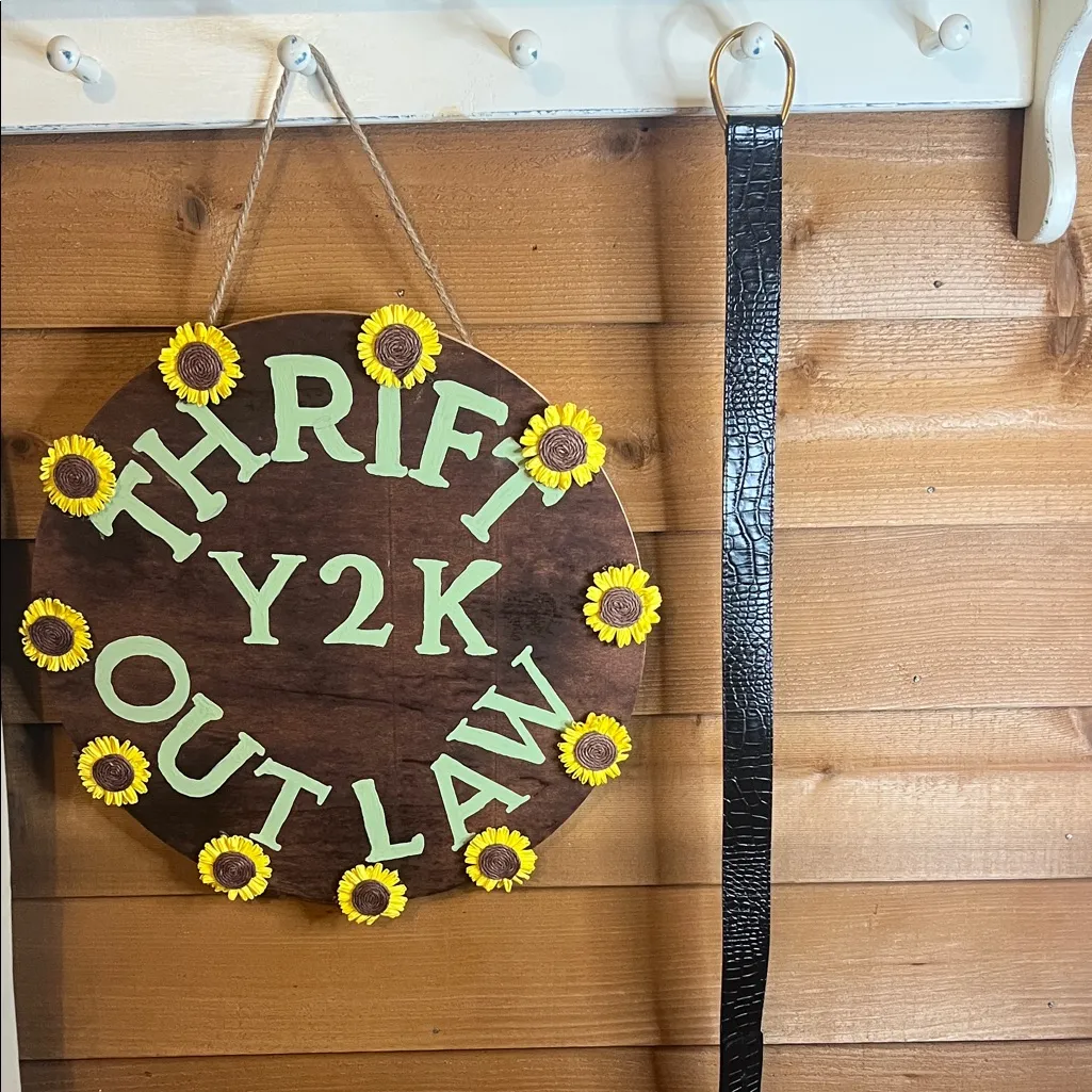 Talbots  Leather Black Gold Oval Hook Loop Adjustable Belt 36”-38.5” S-L Elegant - Image 2