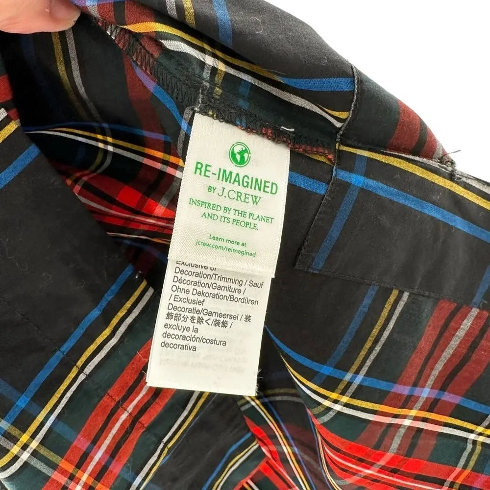 J CREW Red/Black Velvet Trimmed Stewart Tartan V-Neck Tunic Size XS - Image 8