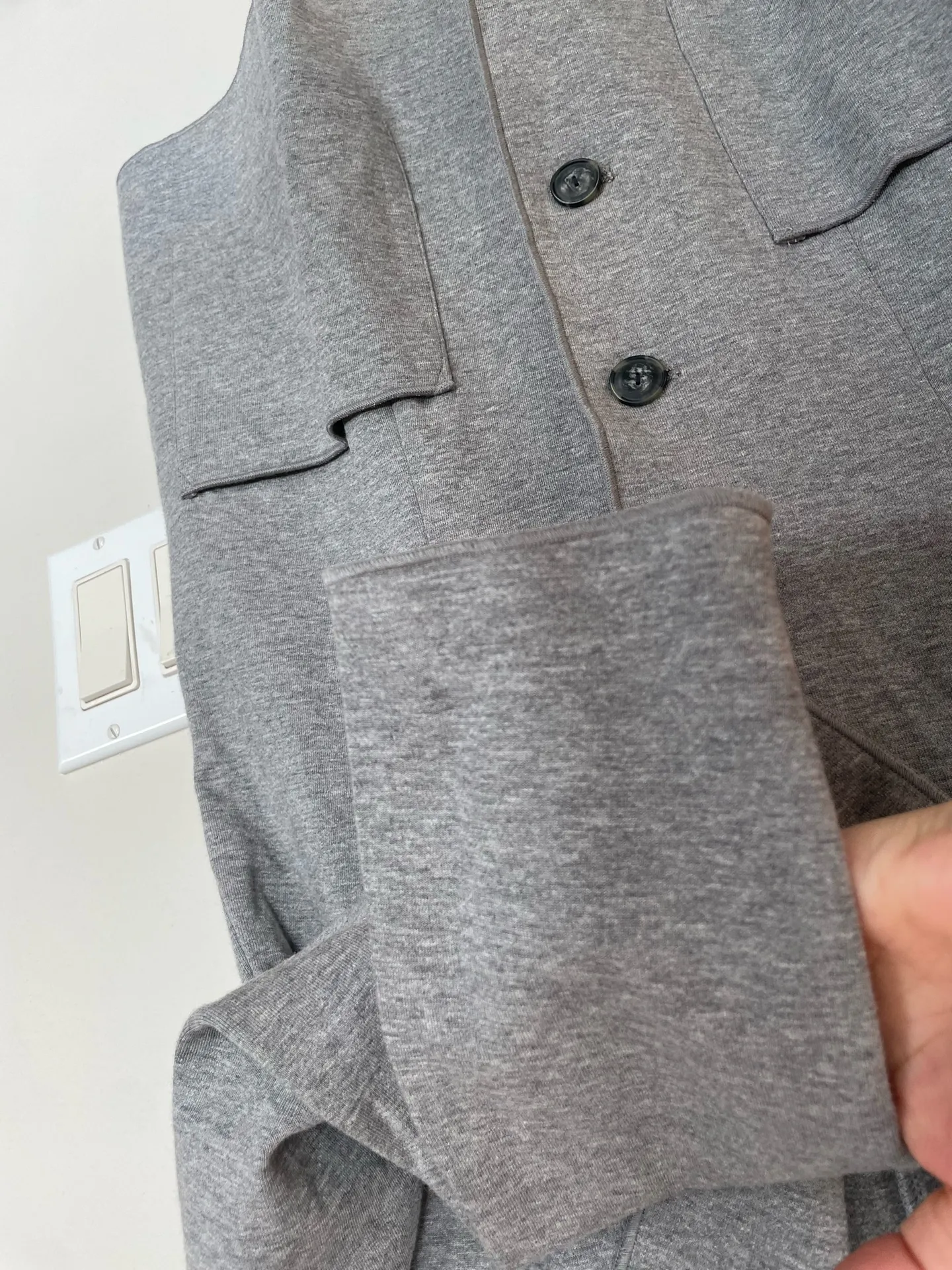 J Jill Women’s Heather Gray Size S 3 Buttons Pockets Jacket Blazer 98% Cotton - Image 4