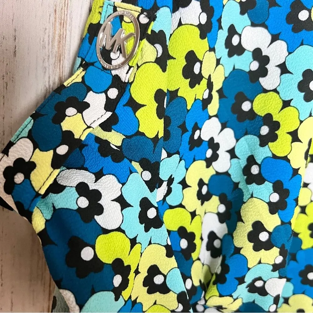 Michael Michael Kors Women's Short Sleeve Limeade Floral Elastic Waist Blouse S - Image 10