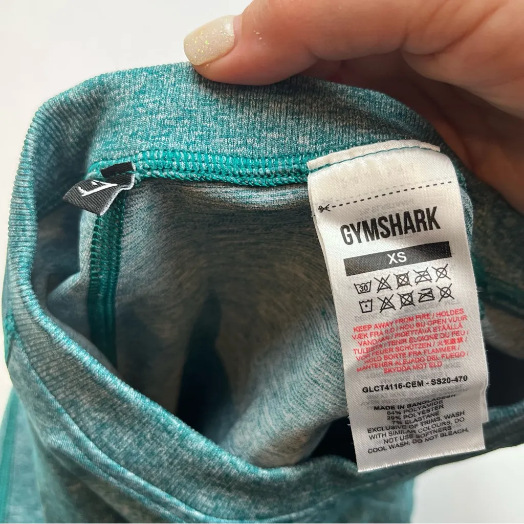 GymShark Womens Size XS Teal Long Sleeve Cropped‎ Fitted Top Workout Athletic - Image 3
