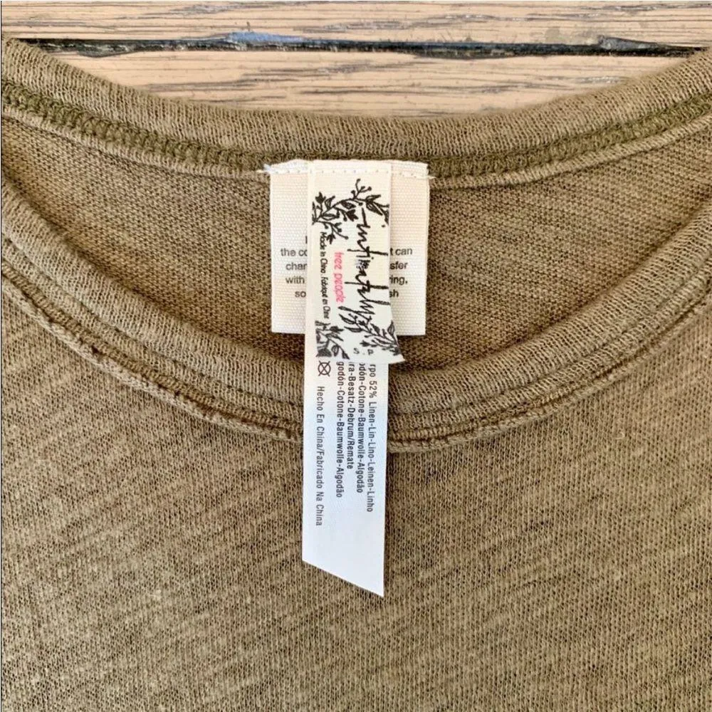 NWOT Free People Army Green Linen Bodysuit Tank S - Image 10