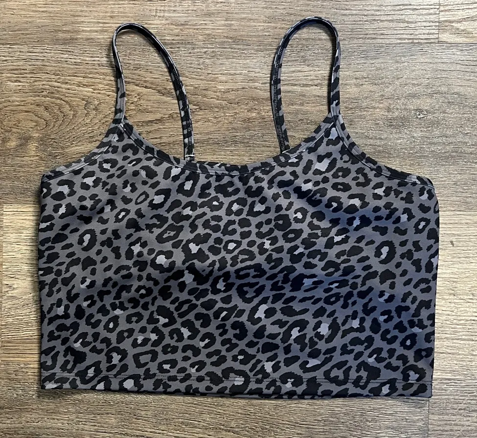 Beyond Yoga Black Leopard Print Strappy Athletic Sports Bra Size XL - Image 1