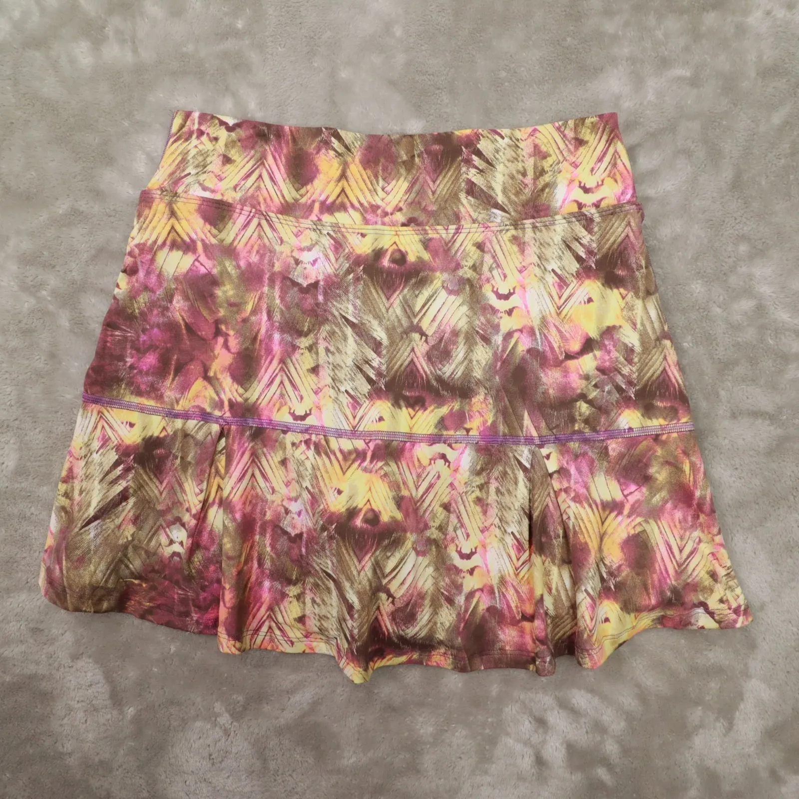 Dona Jo Pink Brown Yellow Activewear Tennis Skort Maui Print Women's size 2 NWT - Image 8
