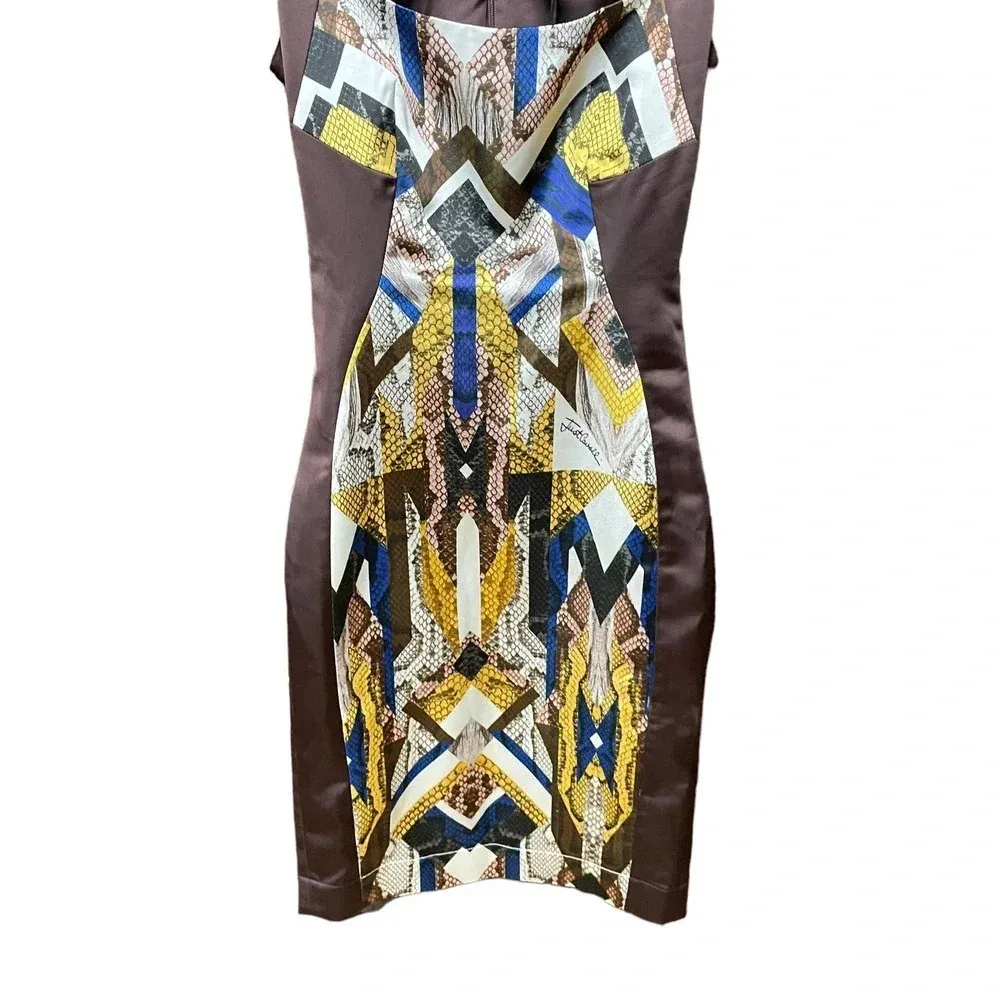 Just Cavalli Brown Python Snake‎ Print Bodycon Sheath Dress Size 36 / US 0 - Image 3