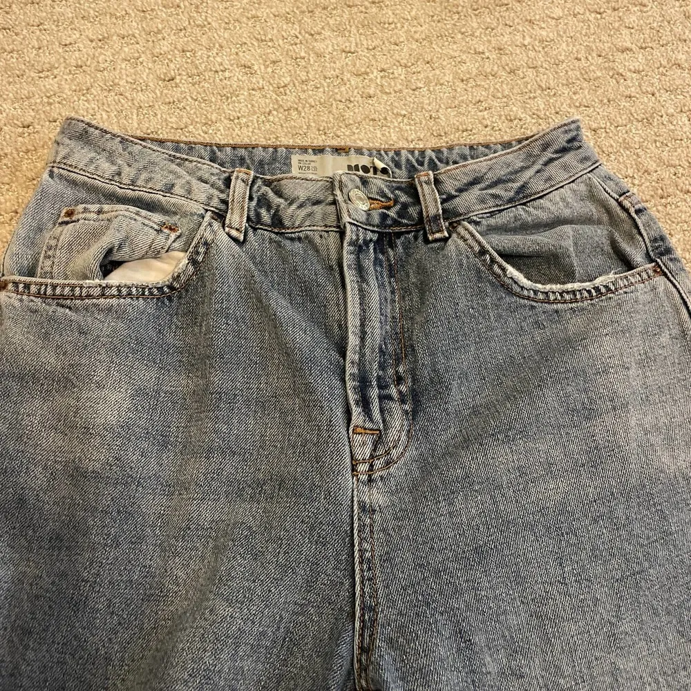 Topshop High Waist Crop Raw Hem Straight Leg Jeans 28 - Image 6