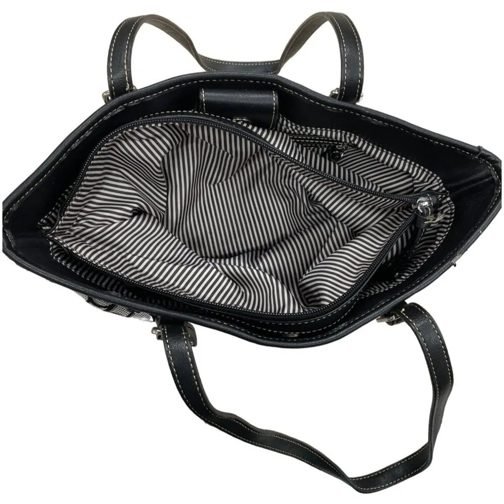 Nine West Womens Black and White Large Handbag Shoulder Bag SKU 1460 - Image 7