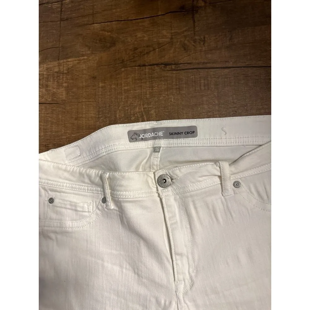 Women's Jordache Skinny Crop White Pants Size 16 Sku 2539 - Image 8