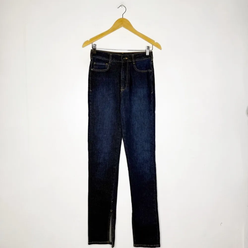 Pilcro Anthropologie The Split Straight Jeans Dark Wash Womens Size 26 - Image 3