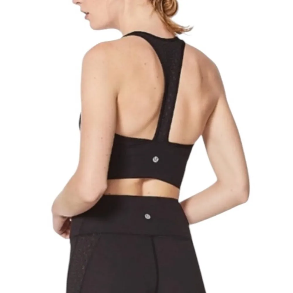 Lululemon Ornate Bra Racer Back Embroidered Eyelet Sports Bra Black Size 6 - Image 3