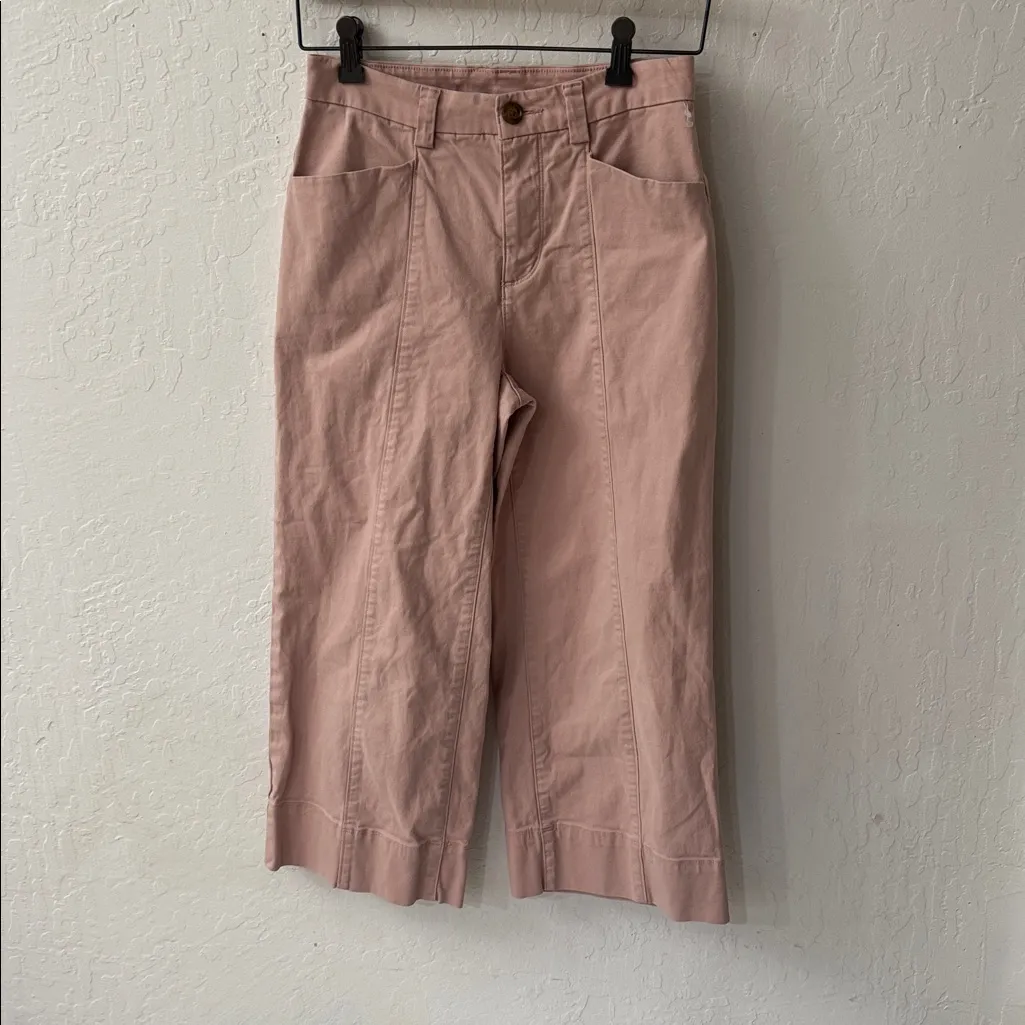 Duluth Trading Company Workday Warrior Chino Wide Leg Crop Pants Pink 2 Reg - Image 4
