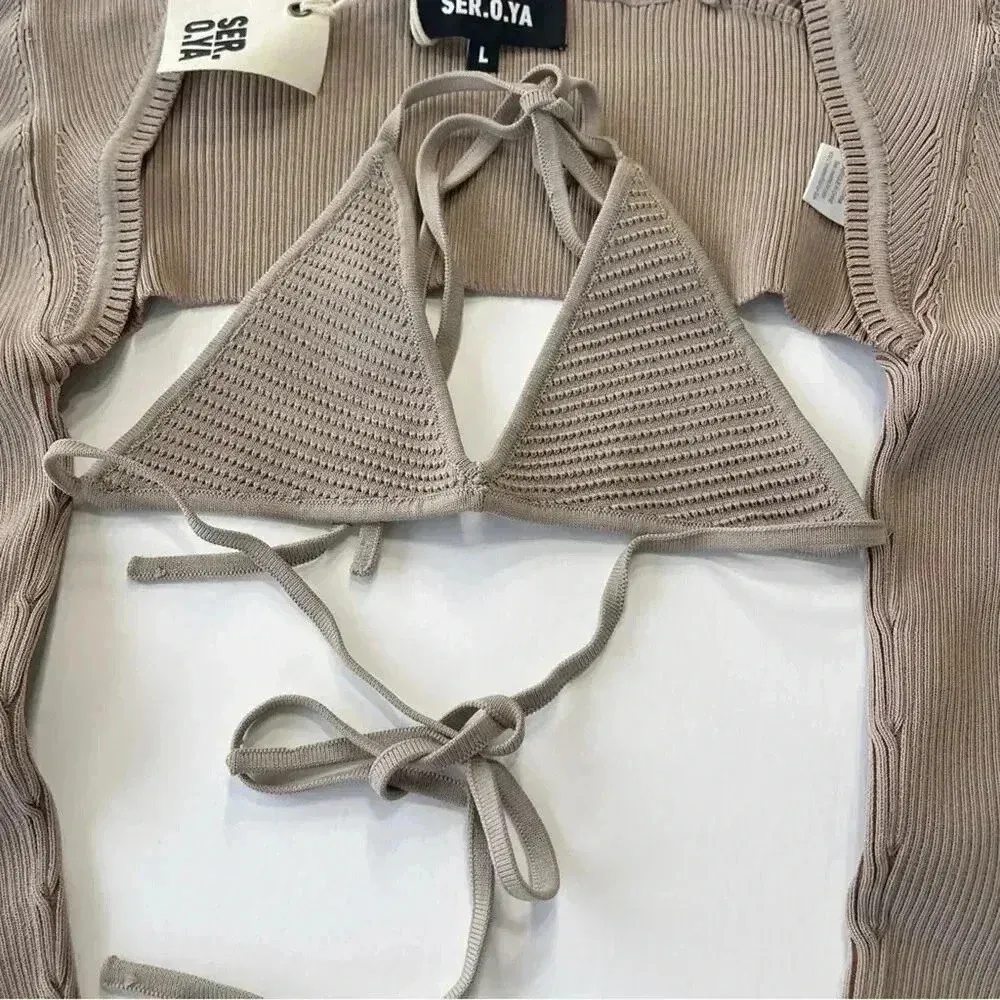 SER.O.YA Retrofête Dahlia Sweater Shrug Set Brown L NWT Size L - Image 10