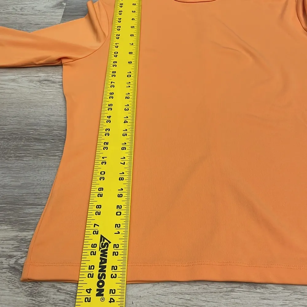 Ann Taylor Orange Long Sleeve Mock Neck 1/2 Zip Back Blouse Size Large - Image 9