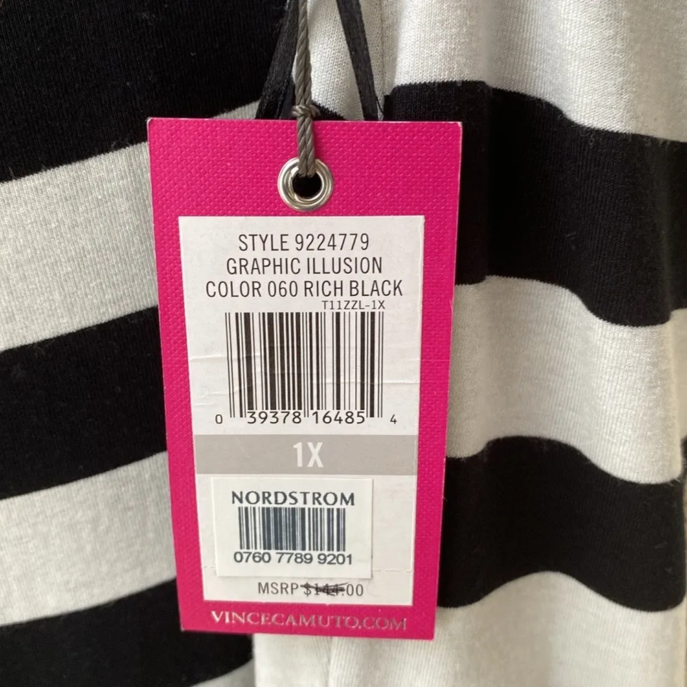 NWT! VINCE CAMUTO SLEEVELESS KNIT MAXI DRESS SHEER CHIFFON OVERLAY BLACK & WHITE - Image 9