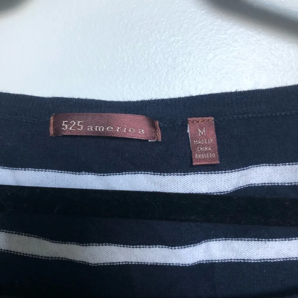 🆕 Navy Blue Striped Boatneck Sweater Size M - Image 3