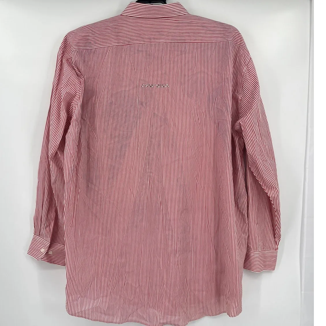 Mili Designs Nautical Button Up Womens Top Sz 3X Preppy Stripe Resort Sequin Red - Image 8