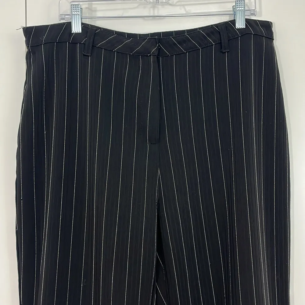 Vintage Bill Blass 90s Size 16 Black, Gray Pinstripe Trousers - Image 4
