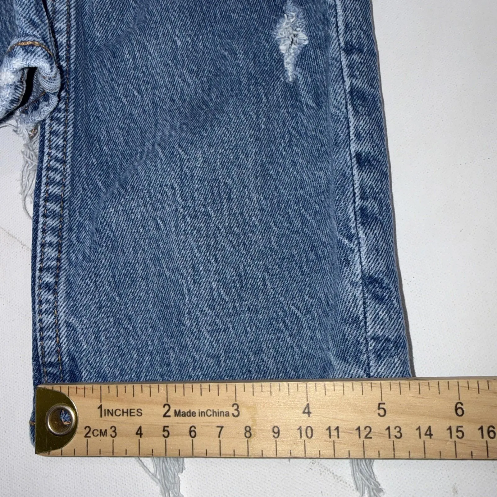 Abercrombie & Fitch Mom Jeans Womens 26 Blue Distressed Raw Hem High Rise Denim - Image 12