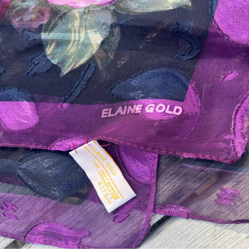 Elaine Gold purple & black Floral Scarf Purple and Black - Image 2