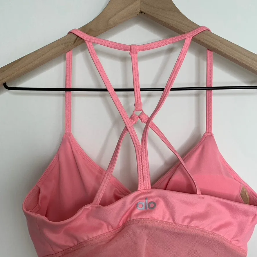 Alo Lavish Mesh Longline Sports Bra Womens XS Pink - Image 8
