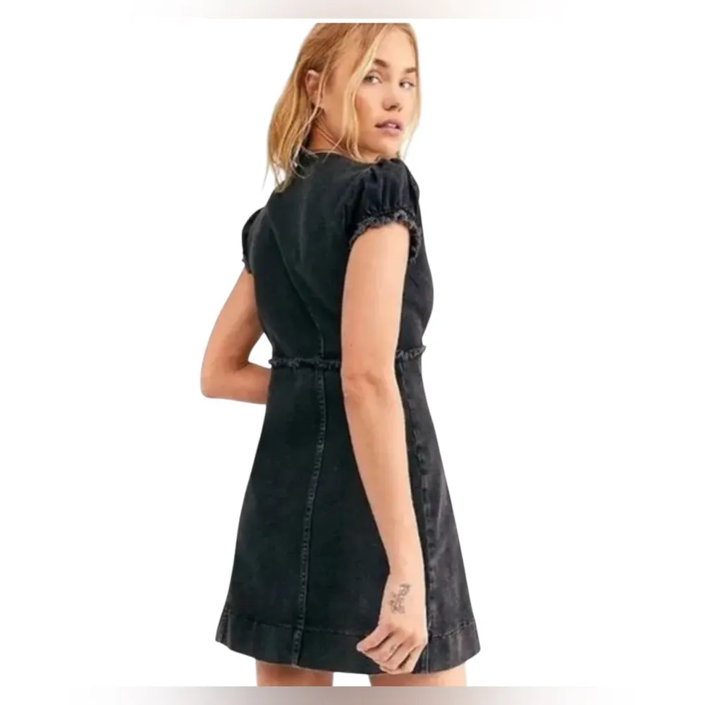NWT Free People Something Sweet Mini black denim dress 4 - Image 3
