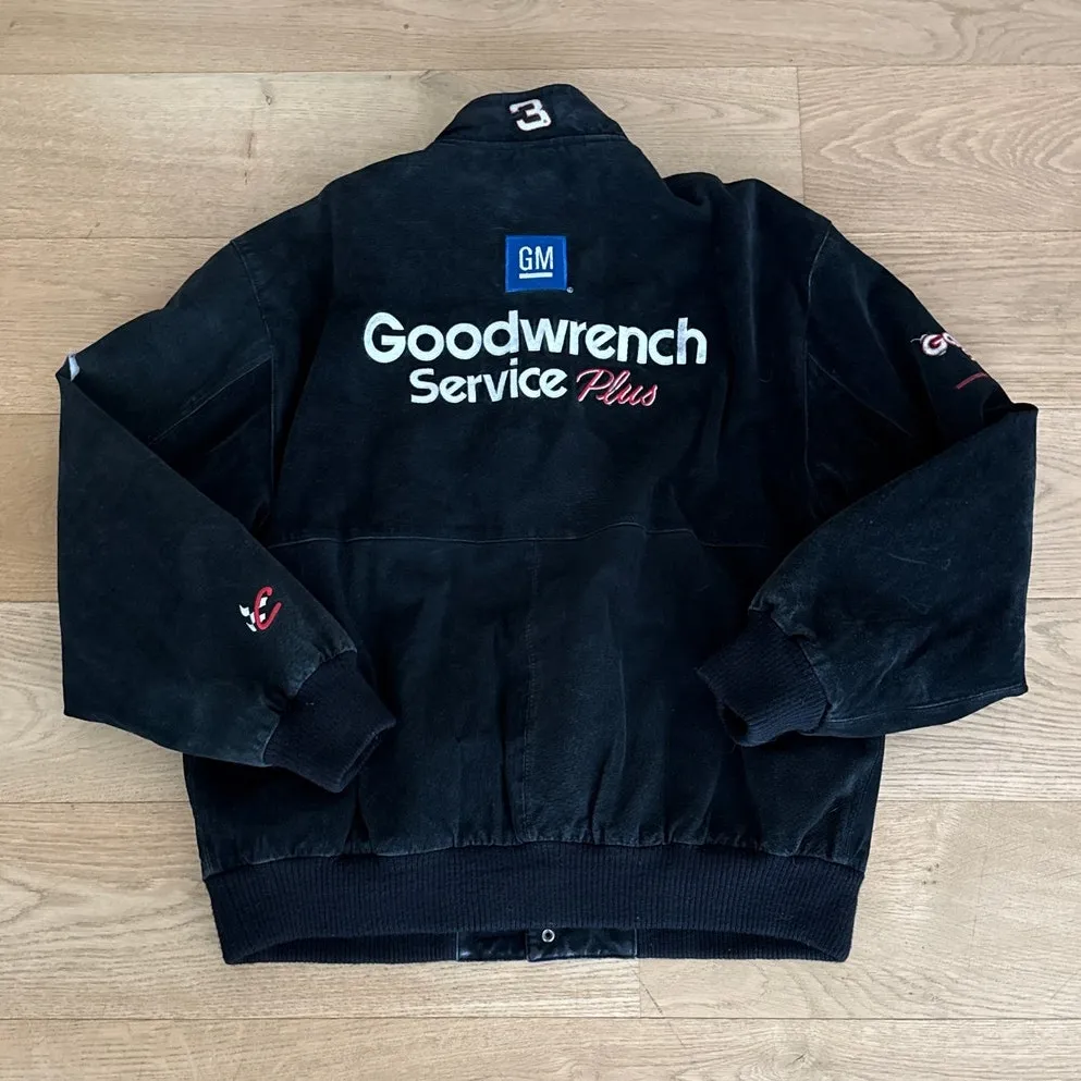 Vintage Chase Authentics Racing Jacket Dale Earnhardt Goopdwrench Size XL Black - Image 5
