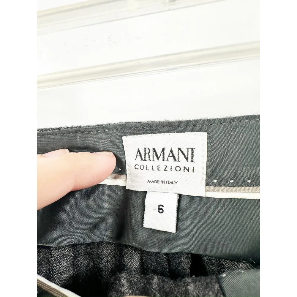 Armani Collezioni Charcoal Pinstripe Wool Straight Leg Trouser Dress Pants Sz 6 - Image 5