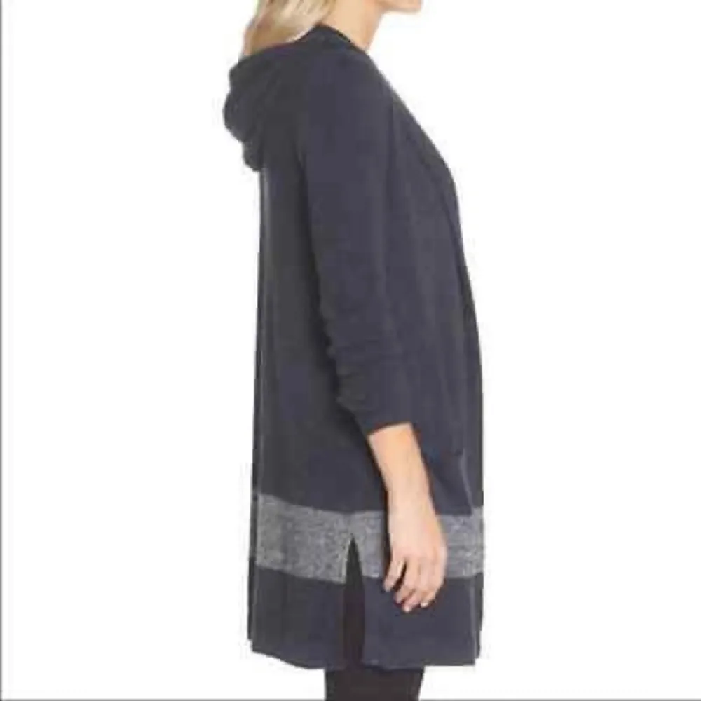 Barefoot Dreams Coastal‎ Hooded Sweater Hoodie Stripe Pockets Cozy Chic - Image 12